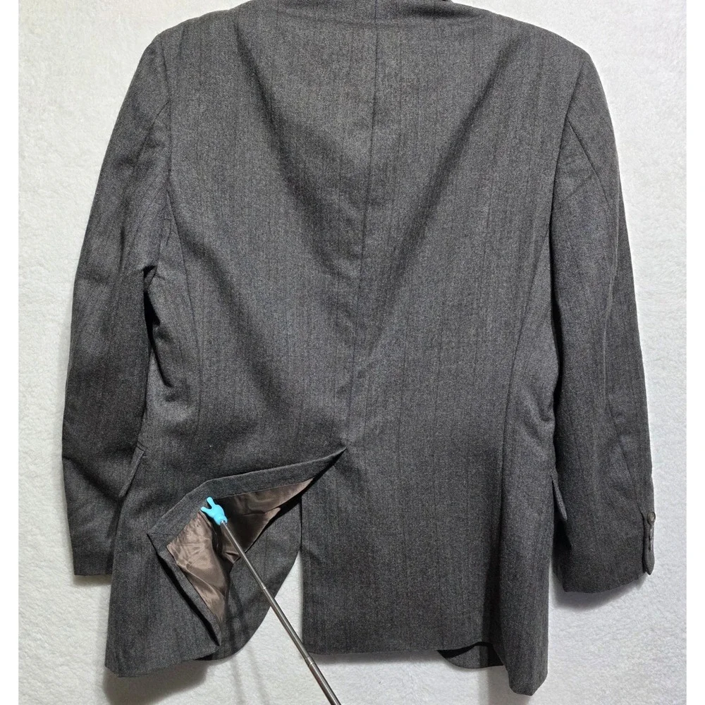 Vintage SASSON Mens Gray Herringbone Blazer Jacket Size S 37 Wool Blend - Picture 3 of 15